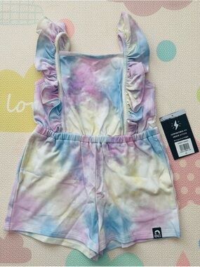 Rags to Raches Pastel Tie-Dye Ruffle Romper - Pink, Blue, Yellow